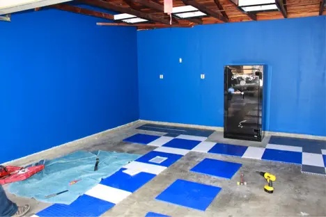 garage during flooring installation closet factory custom garage cabinets 2
