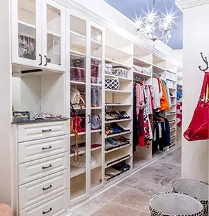 Walk in closet with Puck lighting for accent