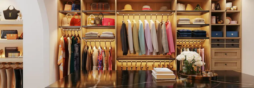 A luxurious walk-in closet
