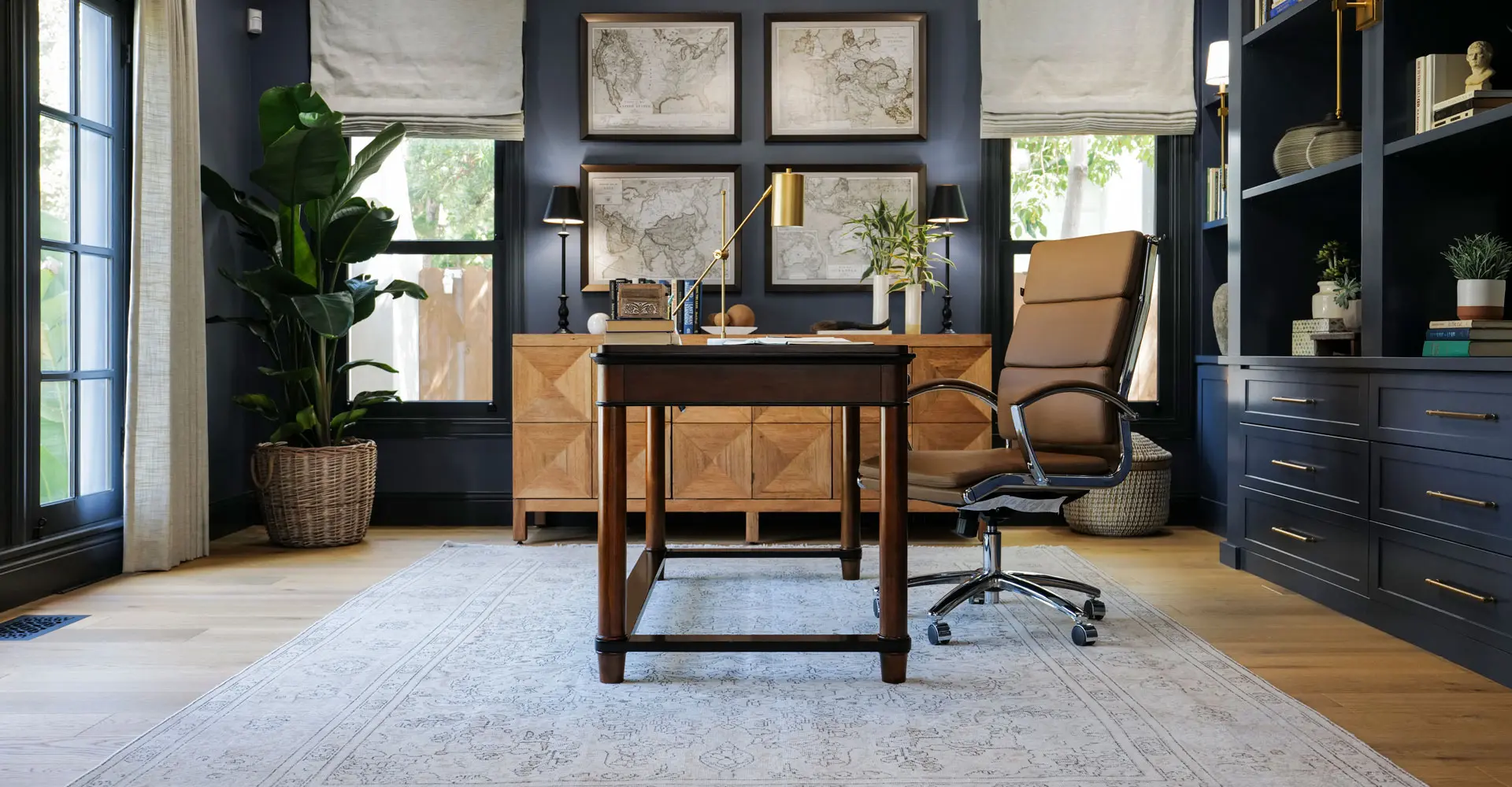 view of a beautiful custom home office