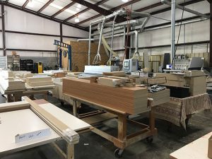 Interior of Closet Factory Columbia. Custom shelving is being made