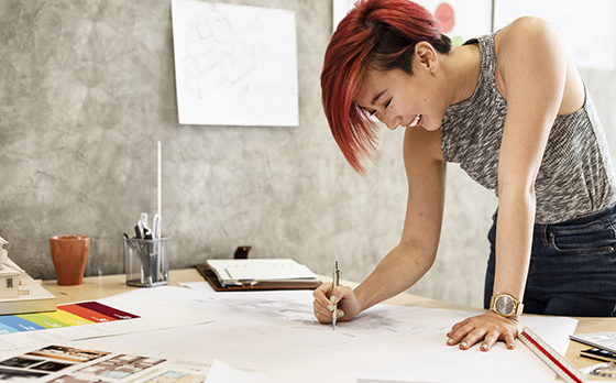 woman designer for home office