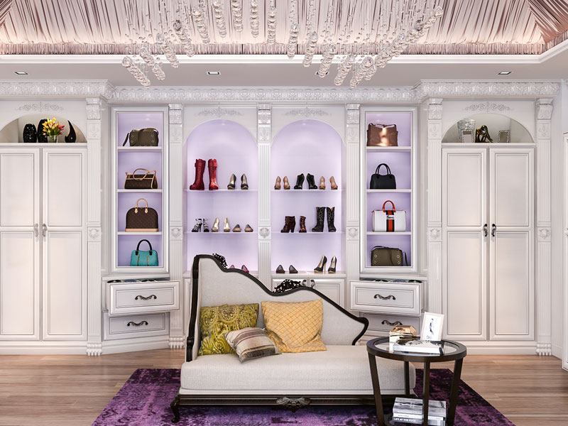 Desktop image of Luxury painted dressing room with chaise longe.