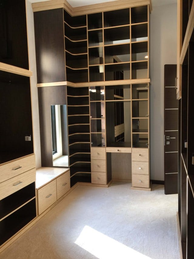 A very tall walk-in closet