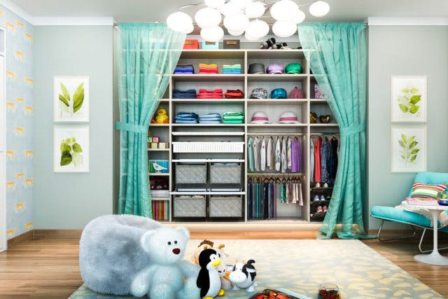 A colorful children's closet