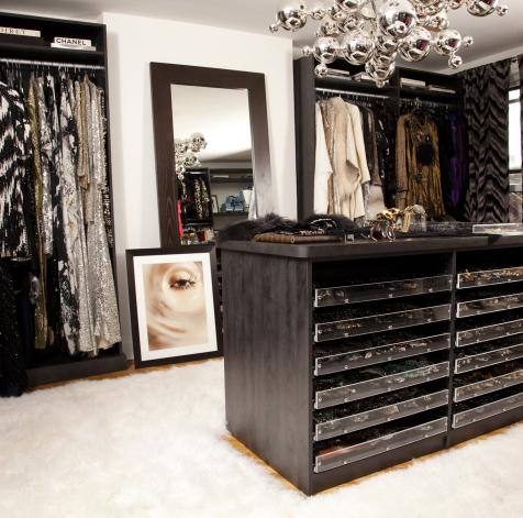 A large modern looking walk-in closet