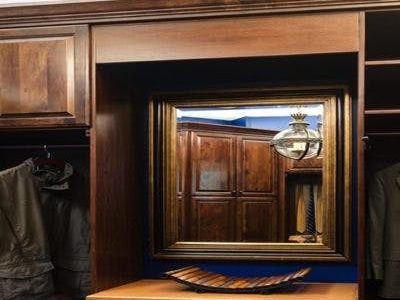 close up of mens mirror area in closet