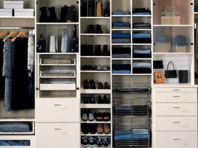white melamine closet organizer