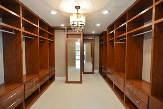 walk-in with mirrored shoe cabinets