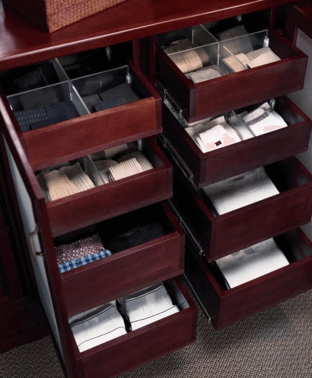 A set of tie drawers