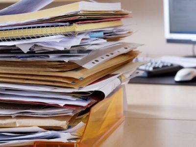 messy stack of papers