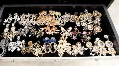 Black Velvet Line Jewelry Drawers with Matte Lucite Faces