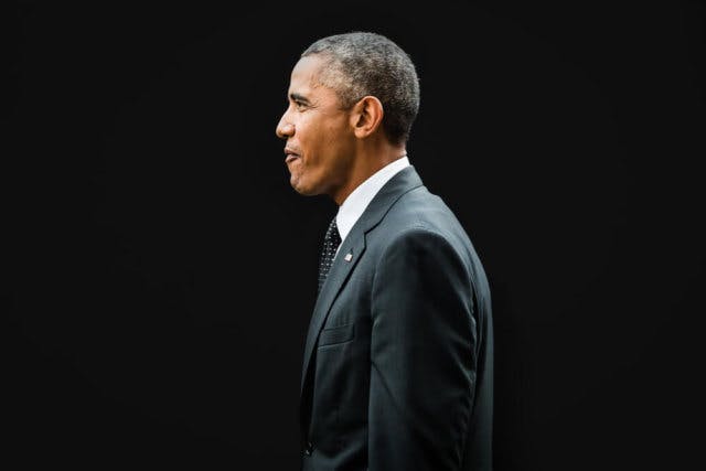 A side profile of former United States President Barrack Obama