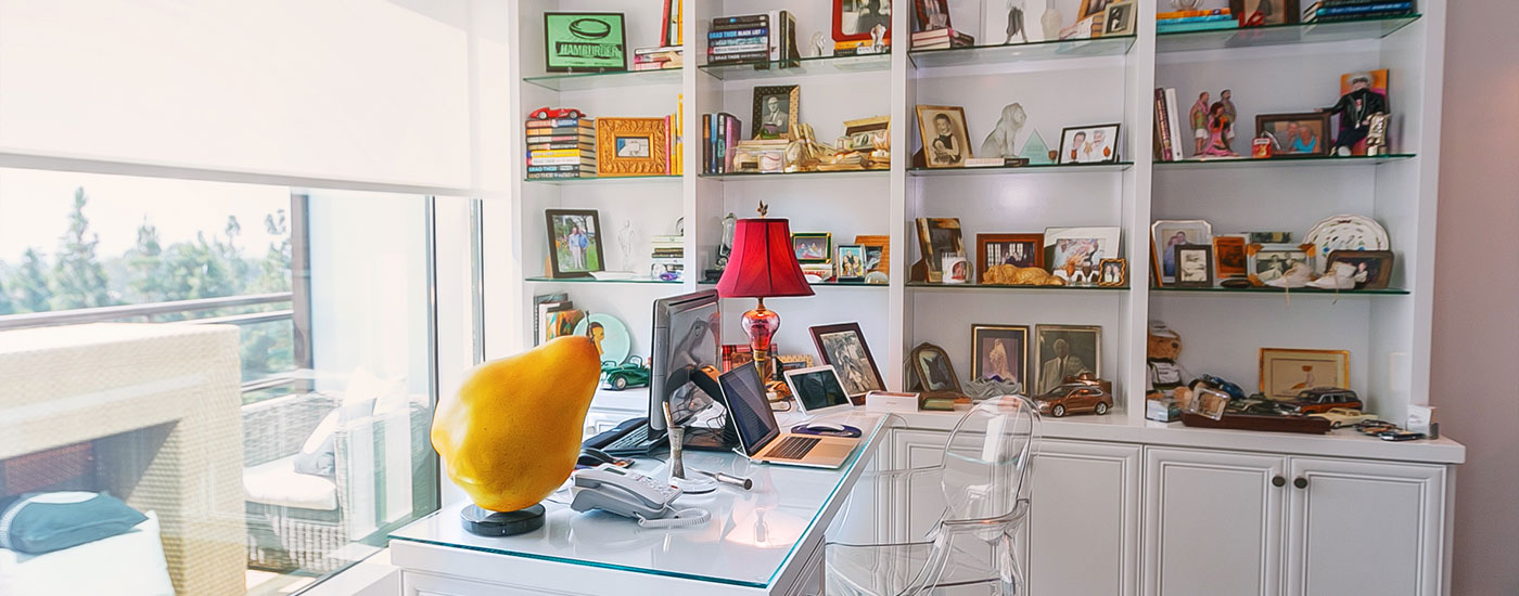 well staged bookshelves