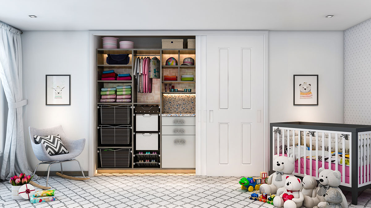 child bedroom closet well organized