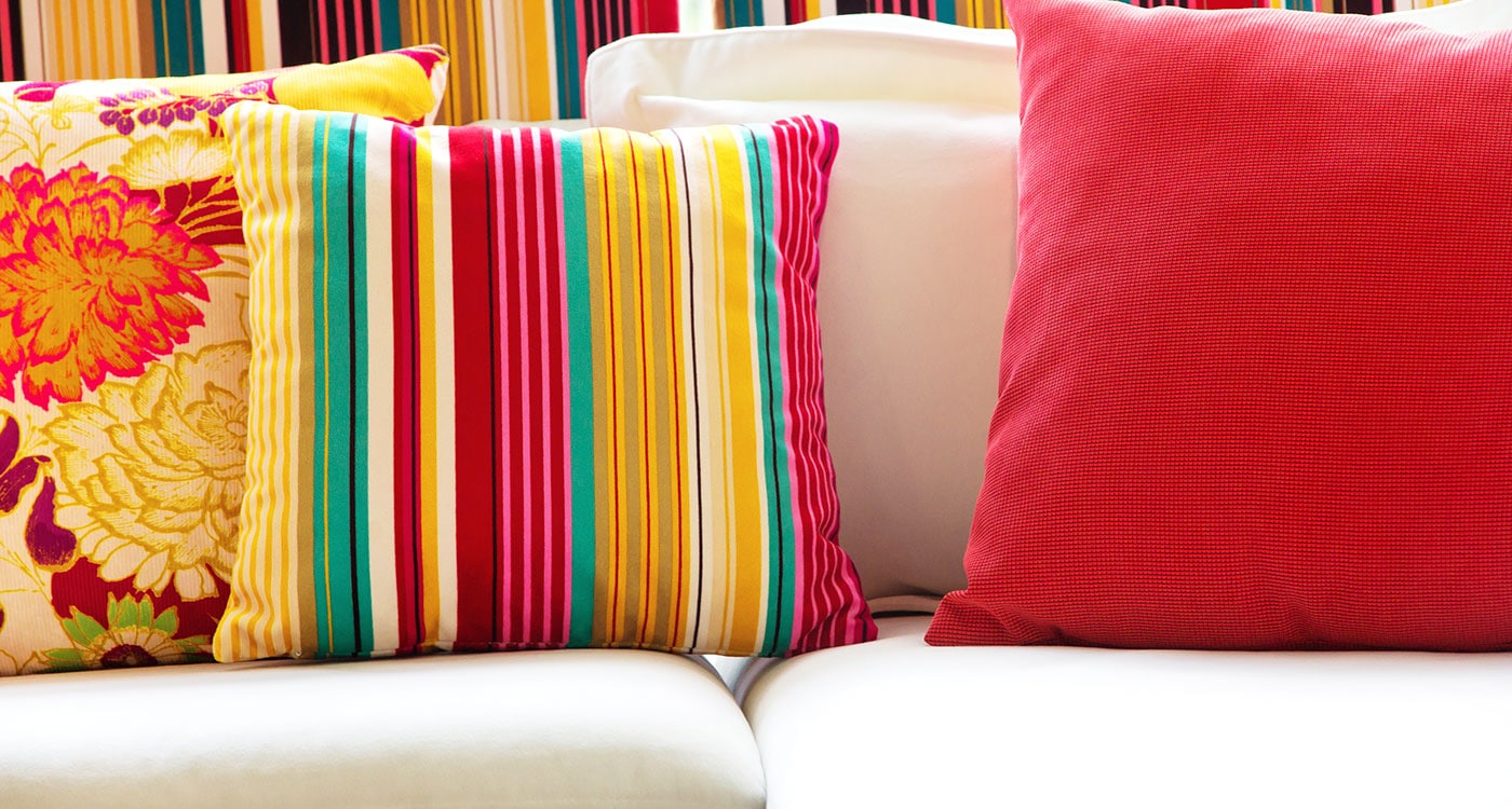 bench cushions in bright colors