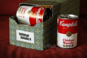 make your own can rack out of a box