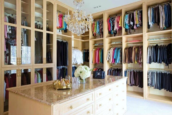 Walk-in Closet with Granite Topped Island