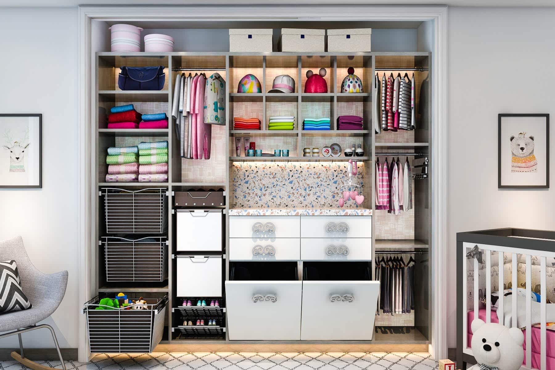 Custom Full Width Kid's Closet Organizer