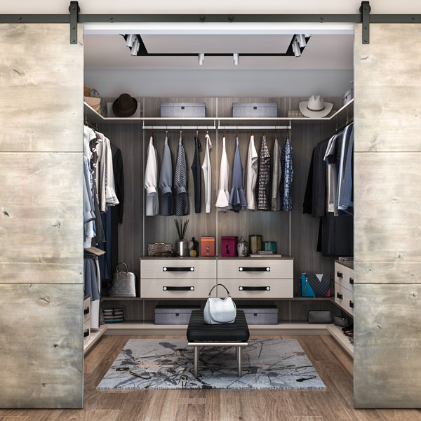 walk-in closet with bench