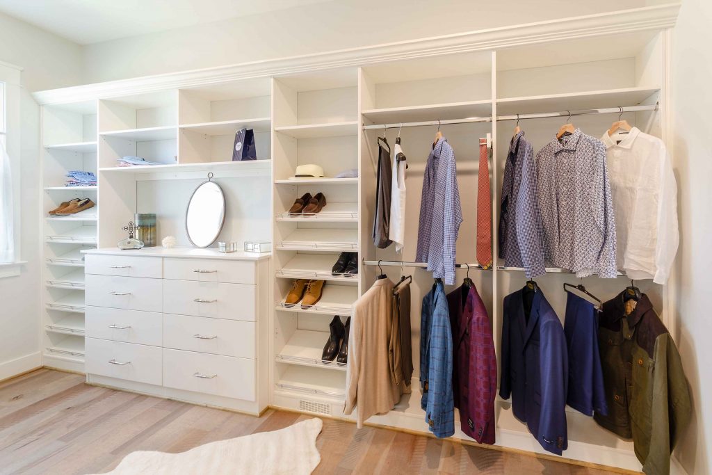 Custom closet system by Closet Factory.