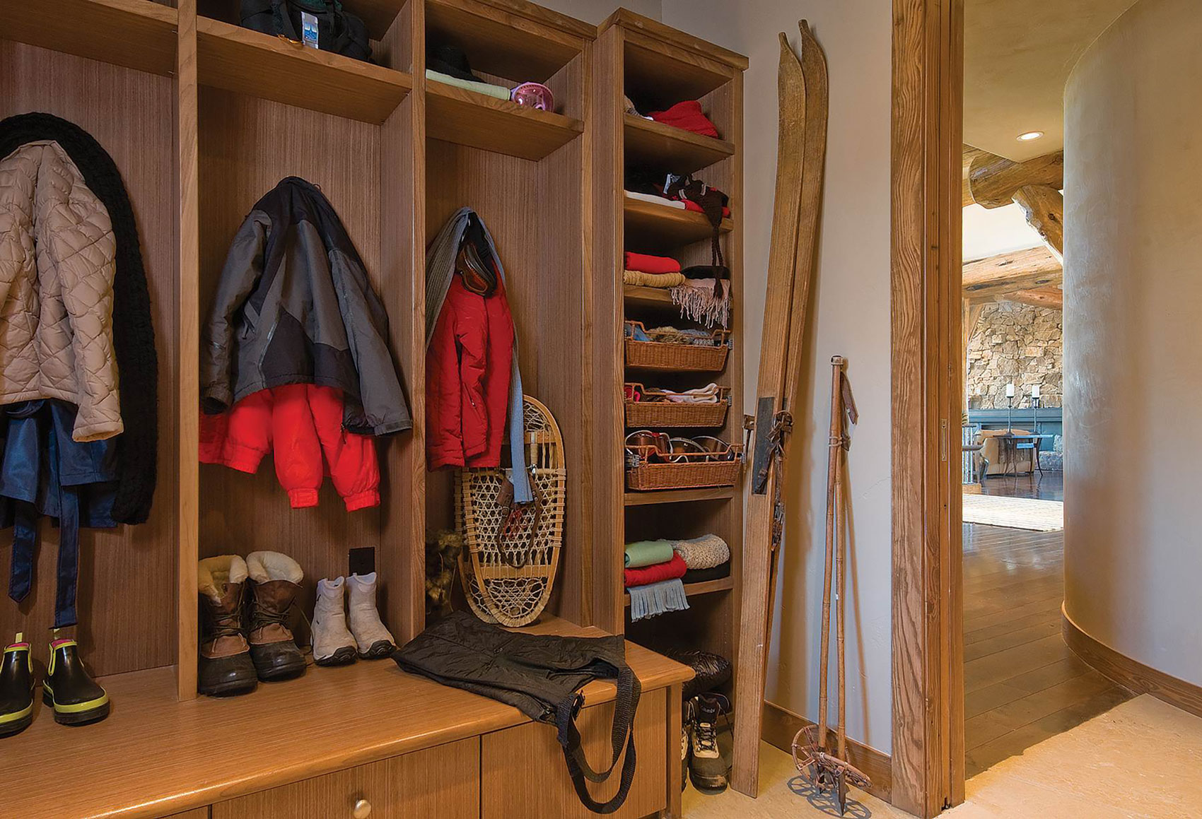 Desktop image of Denver mudroom with skis