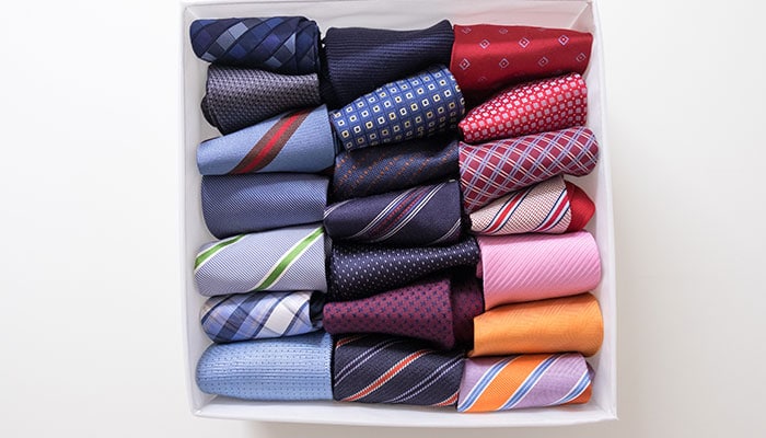 box organized ties