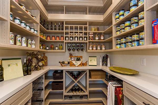 Desktop image of wak-in pantry in woodgrain and white countertop