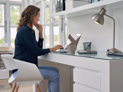 woman working from home office
