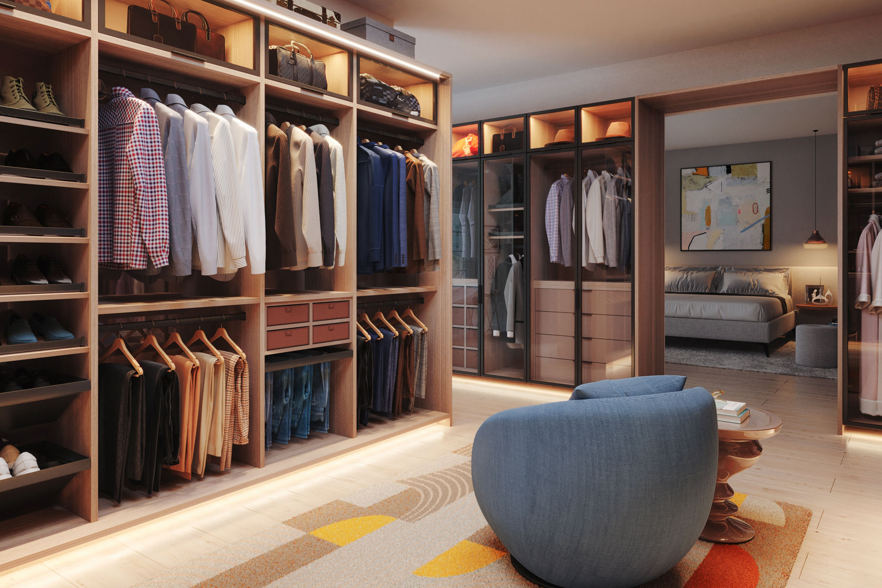 Suite space: The master closet has become a stylish, multi-tasking addition  to the bedroom suite