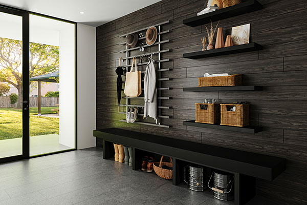 Coastal-style Mudroom Interior With Wall Hooks For Coats And