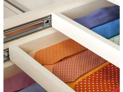 Some ties stored in drawers