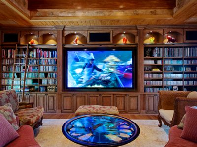Custom library entertainment center