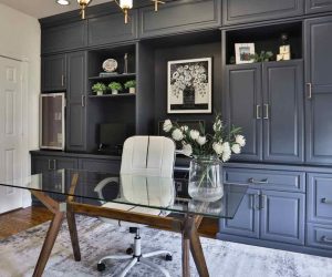 dark custom home office