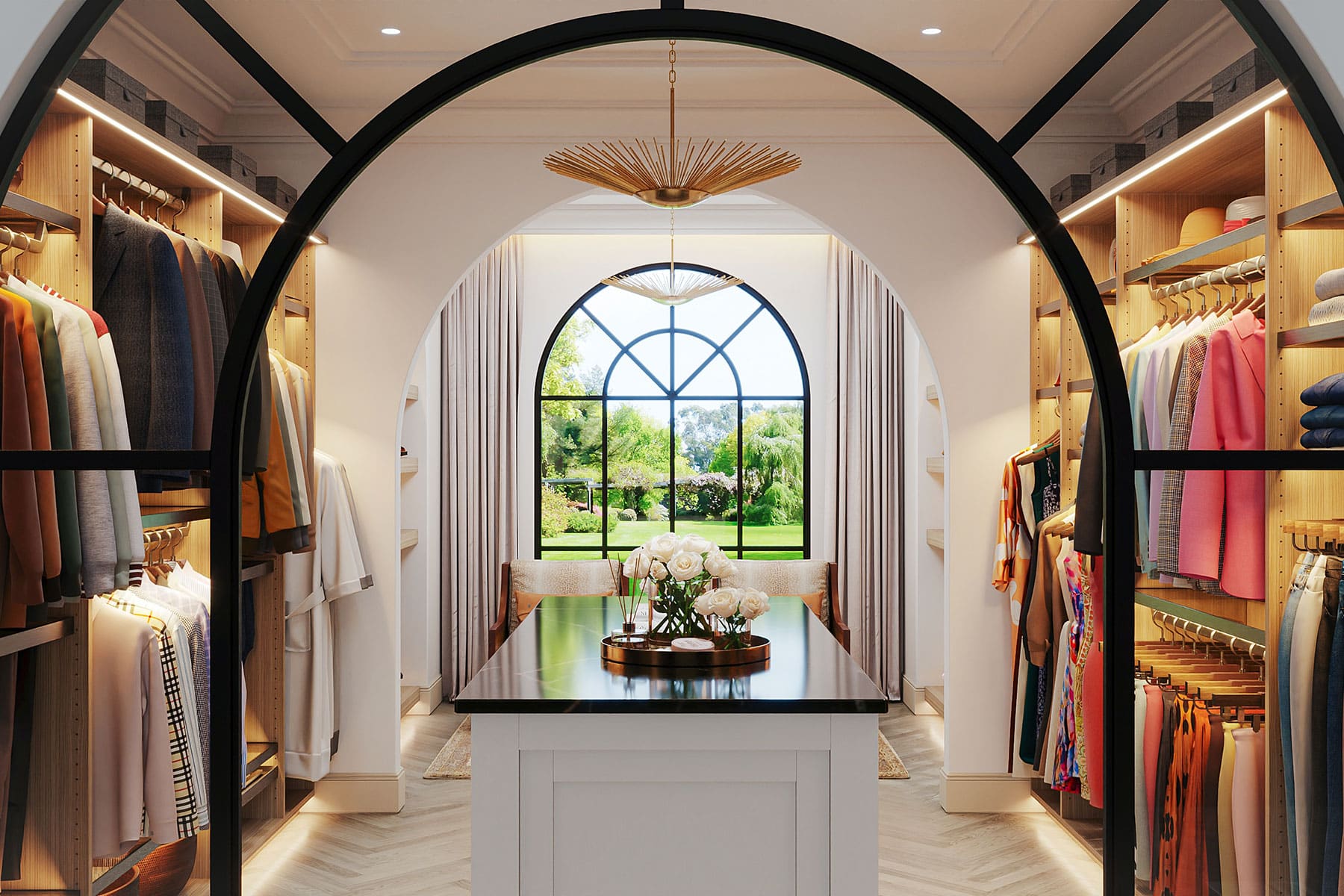 Luxurious Master Closet with Dressing Island