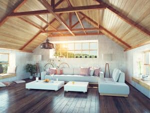 Exposed wood ceiling