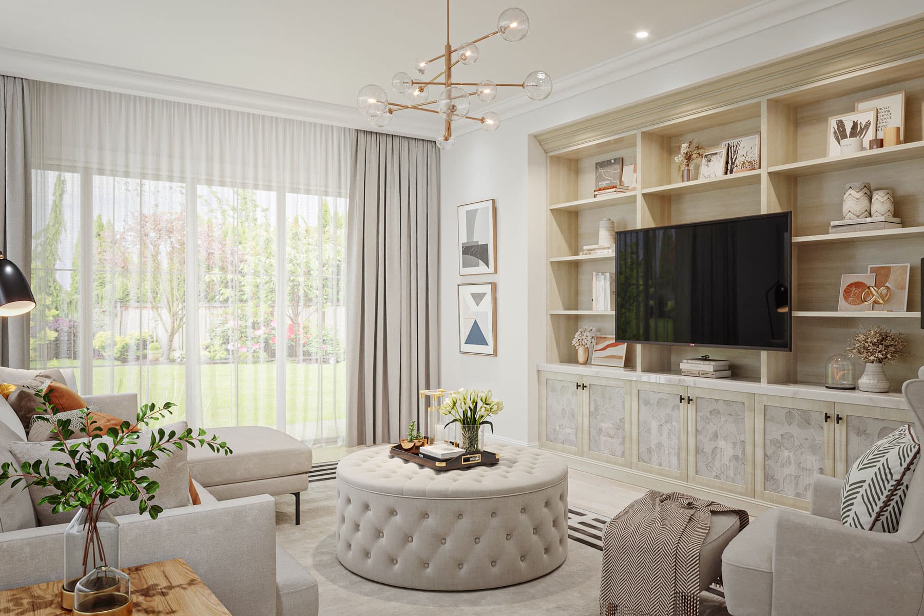 custom entertainment center in white