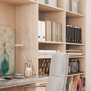 Home office shelf organization