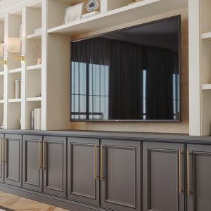 Custom built-in entertainment center with media cabinets