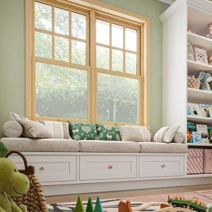Window seat in kids room
