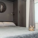 Custom wall bed in condo bedroom for dual-purpose guest room