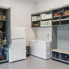 Garage cabinet storage for sports equipment and supplies