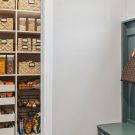Coat hook entry bench outside organized pantry