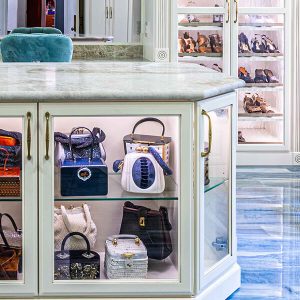 Dressing room with glass front doors