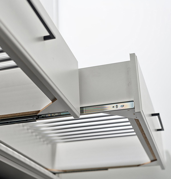 Concealed drying rack drawers