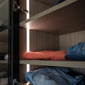 LED lighting, soft-close doors in closet