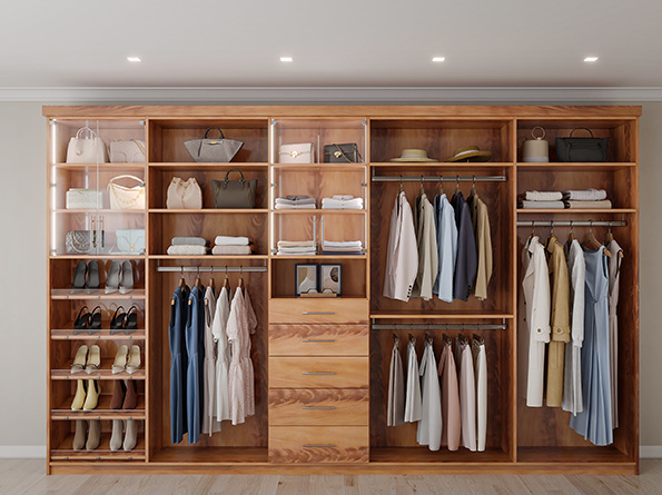 Reach-In Closet in African Mahogany melamine color