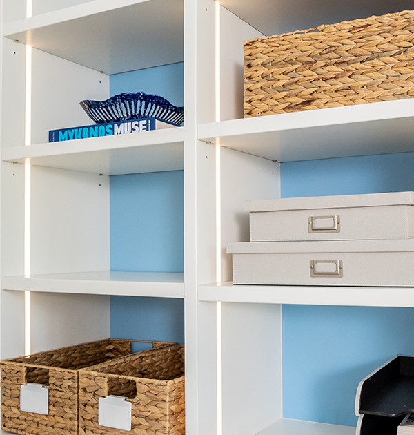 Custom built-in cubbies in wall bed