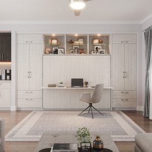 Closed Murphy Bed creates dual-purpose room