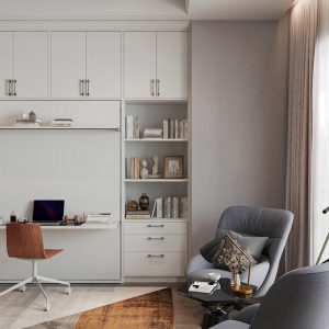 Murphy bed with desk work station underneath